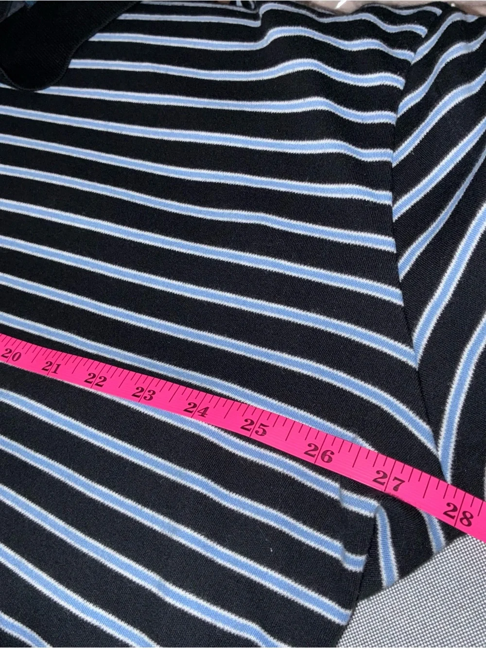 Ralph Lauren Black with Light Blue Striped Polo Featuring Red Pony